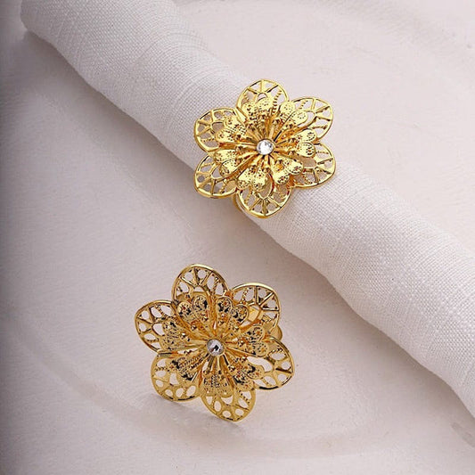 4 Sunflower Design Metal Napkin Rings