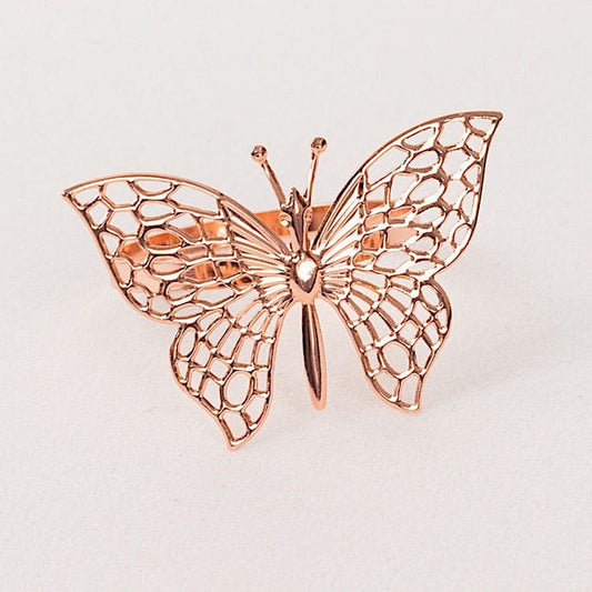 4 Laser Cut Butterfly Design Metal Napkin Rings