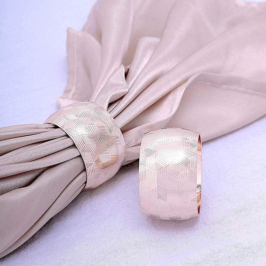 4 Metallic Napkin Rings with Geometric Design Dinner Party Decorations