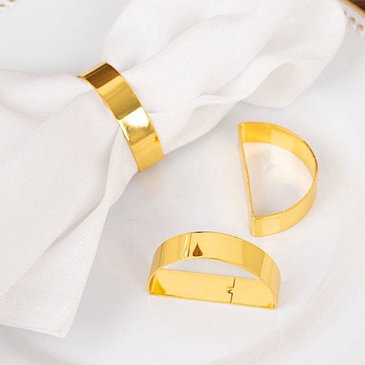 4 Gold 2" Semicircle D-Shaped Napkin Rings