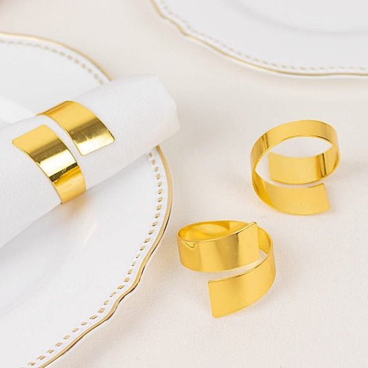 4 Gold Swirl Design Metal Napkin Rings
