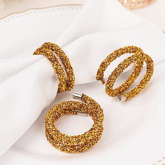 4 Swirl Rhinestone Napkin Rings