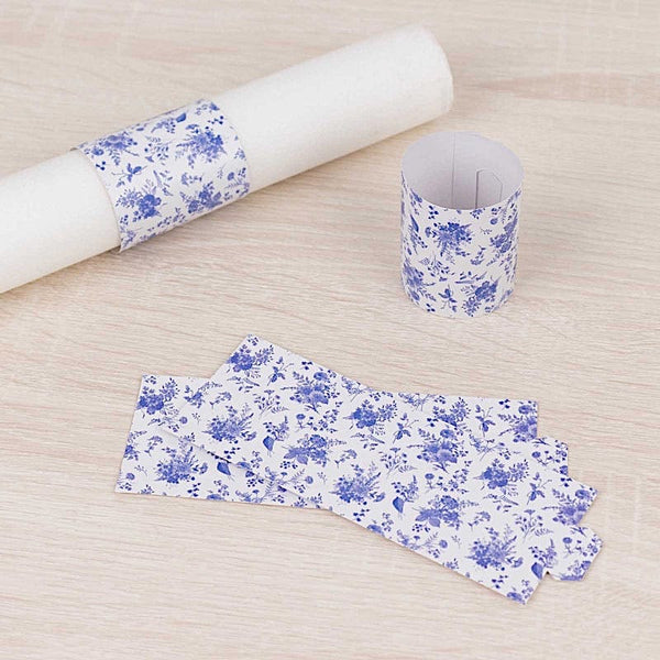 50 Floral Print Disposable Paper Napkin Rings