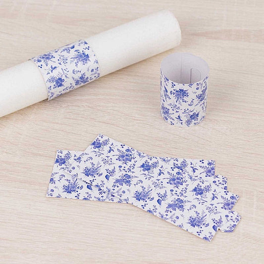 50 Floral Print Disposable Paper Napkin Rings