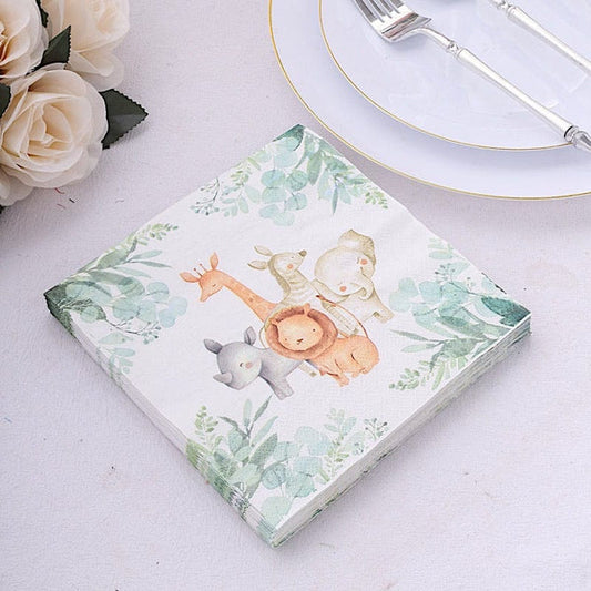 20 Assorted Dinner with Cocktail Paper Napkins Safari Animal Design