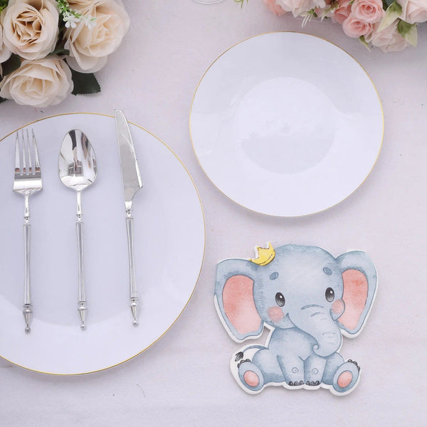 20 Blue Elephant Shaped Disposable Beverage Cocktail Paper Napkins
