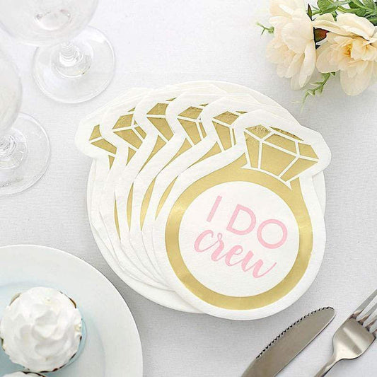 20 Gold 12x10 in Ring Paper Beverage Cocktail Napkins