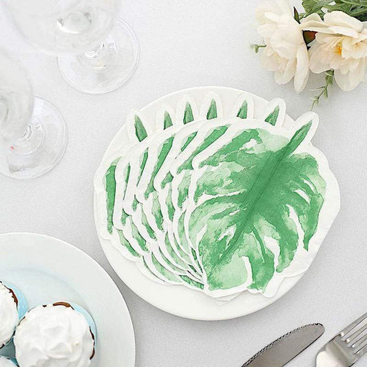 20 Green 12x9 in Leaf Paper Beverage Cocktail Napkins