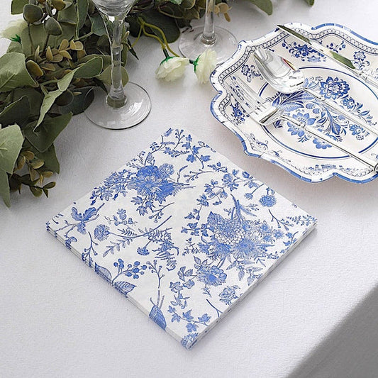 20 Paper 13x13 in Dinner Napkins with Floral Design