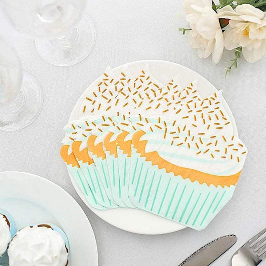 20 White and Orange 11x9 in Cupcake Paper Beverage Cocktail Napkins