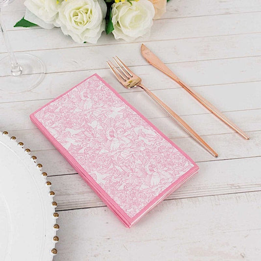 25 Pink Dinner Paper Napkins with Vintage Floral Print