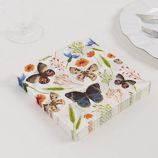 50 Assorted 2 Ply Paper Napkins Field Herbs Butterfly Print