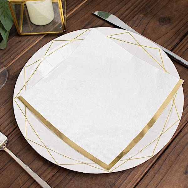 50 Gold Trim 2 Ply Dinner Cocktail Paper Napkins