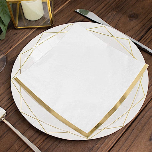 50 Gold Trim 2 Ply Dinner Cocktail Paper Napkins