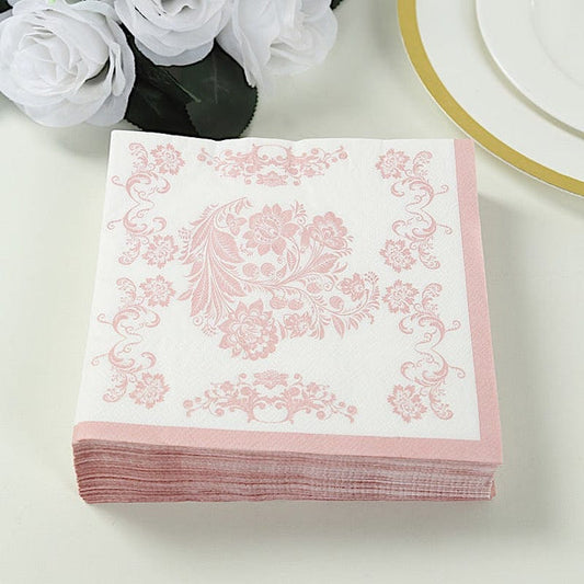 50 pack 13x13 in Paper Cocktail Napkins in French Toile Floral Pattern