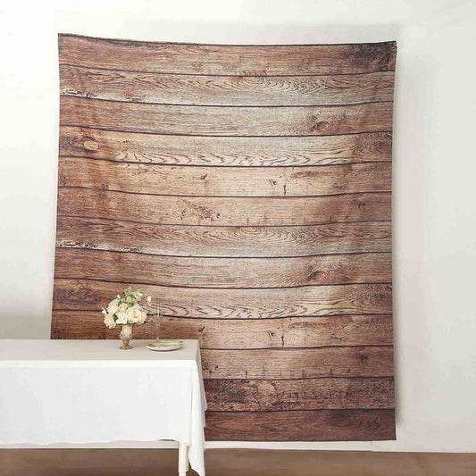 8 ft Brown Vinyl Photography Background Vintage Wood Printed Party Backdrop