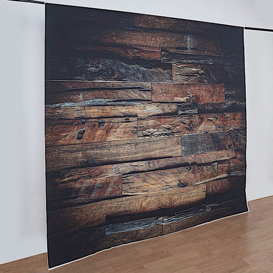 8 ft Dark Brown Vinyl Photography Background 3D Wood Printed Party Backdrop