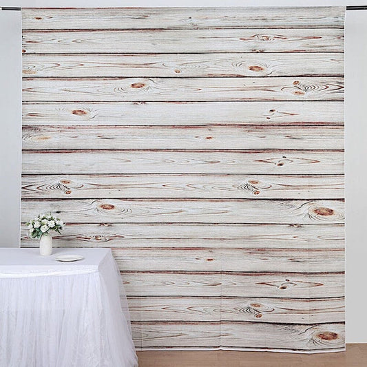 8 ft White Washed Vinyl Photography Background Wood Printed Party Backdrop