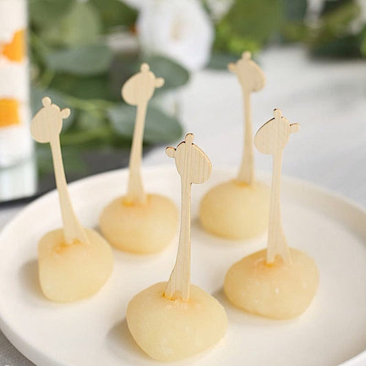 100 Natural Bamboo Mini Forks Giraffe Sustainable Cocktail Picks