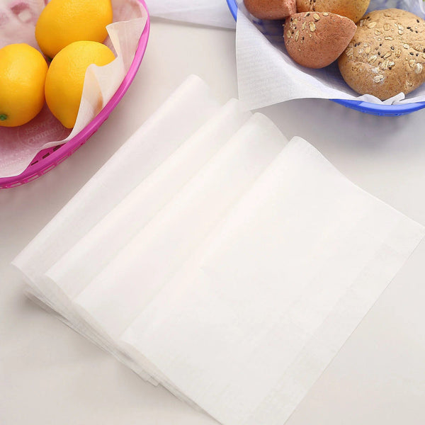 50 White 9x10 in Rectangle Pre-cut Wax Paper Wrappers Food Basket Liners