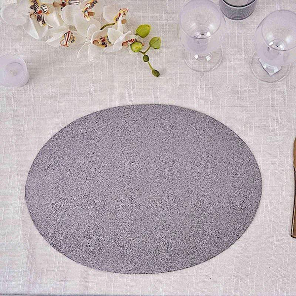 6 pcs 12 in Oval Glitter Faux Leather Placemats