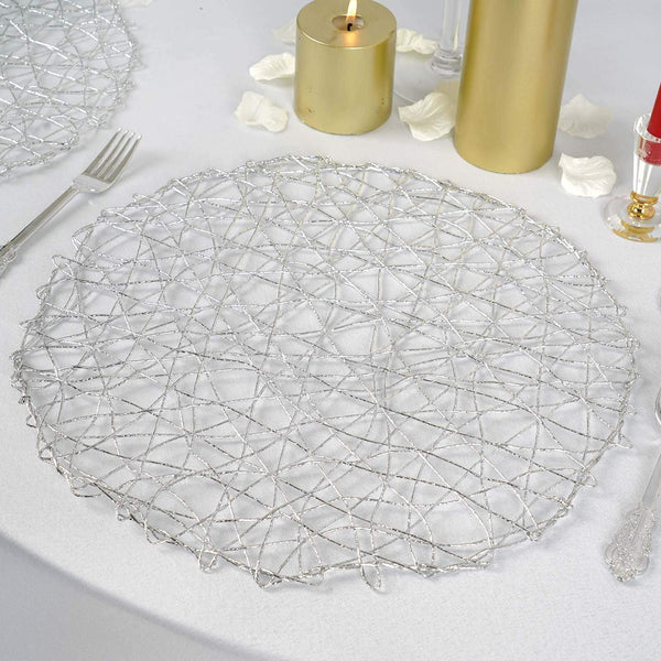 6 pcs 15 in wide Round Metallic String Placemats
