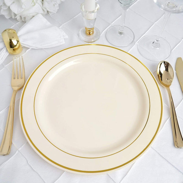 10 pcs 10" Disposable Plastic Dessert Plates with Trim