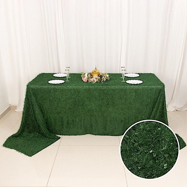 90x156 in Shaggy Fringe Polyester Rectangle Tablecloth