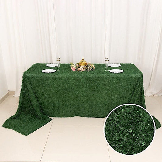 90x156 in Shaggy Fringe Polyester Rectangle Tablecloth