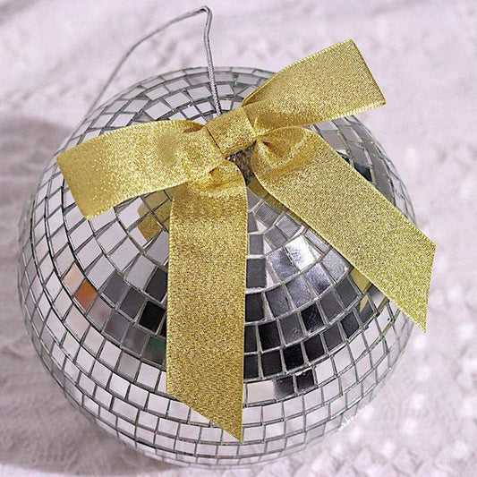 50 pcs 4" Pre Tied Mini Nylon Ribbon Glitter Twist Tie Bows
