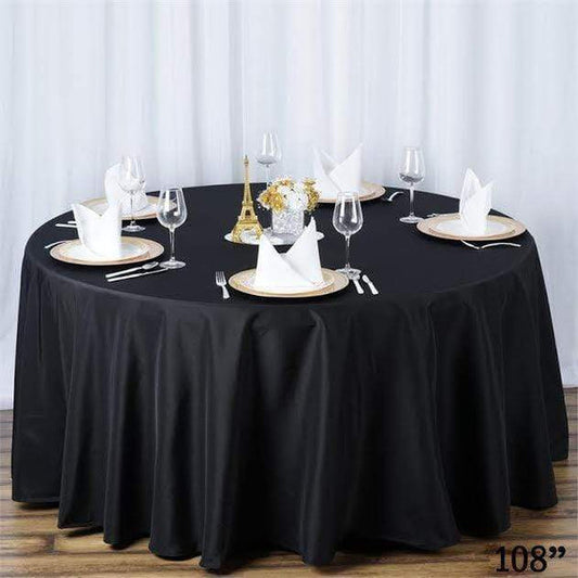 108 in Premium Polyester Round Tablecloth Wedding Party Supplies