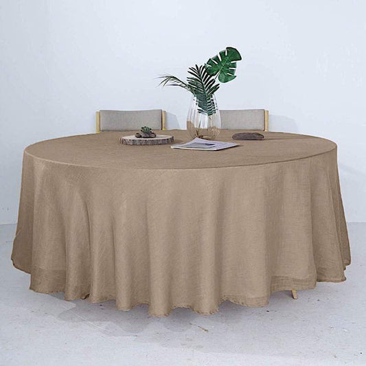 108 in Round Premium Polyester Faux Burlap Tablecloth