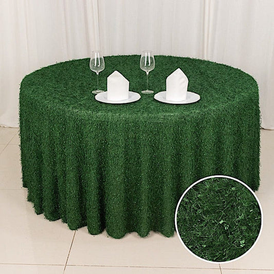 120 in Shaggy Fringe Polyester Round Tablecloth