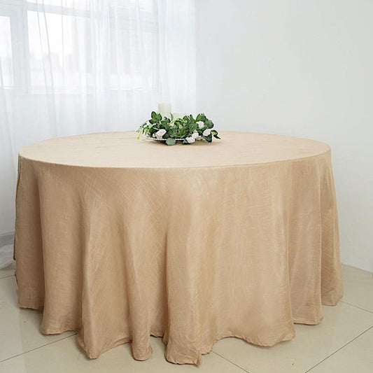 120 in Round Premium Polyester Faux Burlap Tablecloth