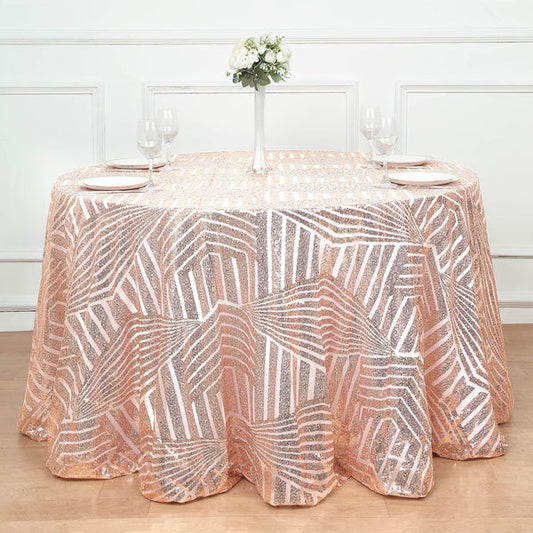 120 in Sequined Geometric Design Tulle Round Tablecloth