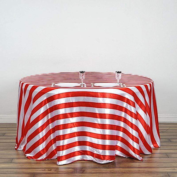 120 in Stripes Satin Round Tablecloth