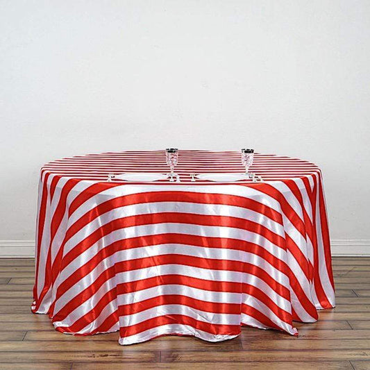 120 in Stripes Satin Round Tablecloth