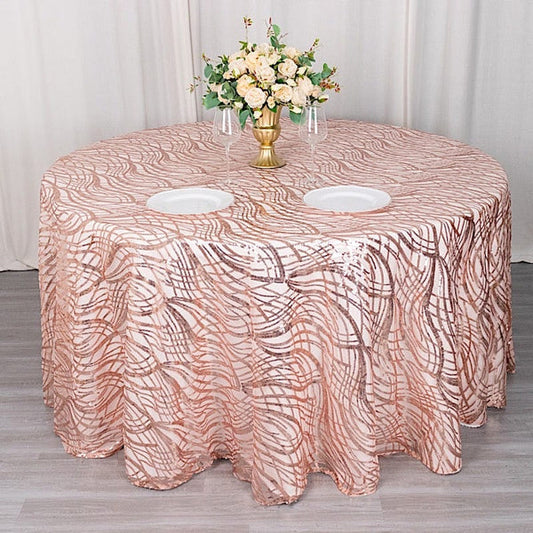 120 in Wavy Sequined Mesh Round Tablecloth