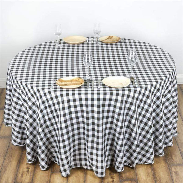 120 inch Round Gingham Checkered Polyester Round Tablecloth