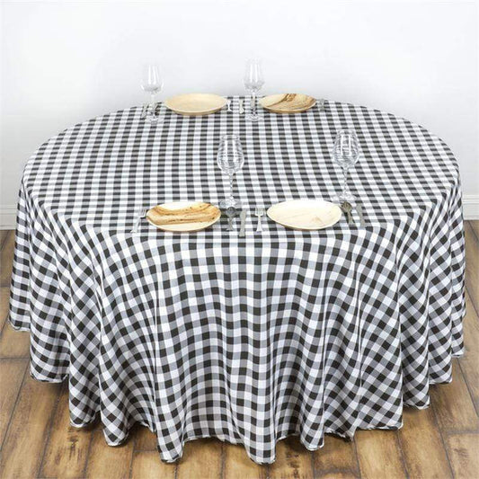 120 inch Round Gingham Checkered Polyester Round Tablecloth