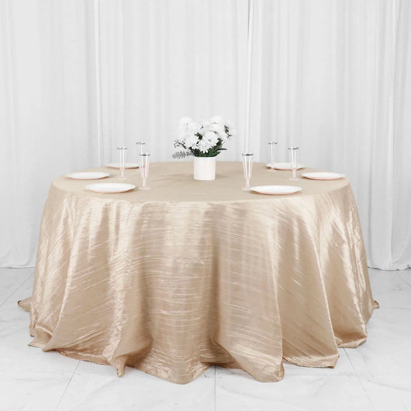 132 in Crinkled Accordion Taffeta Round Tablecloth