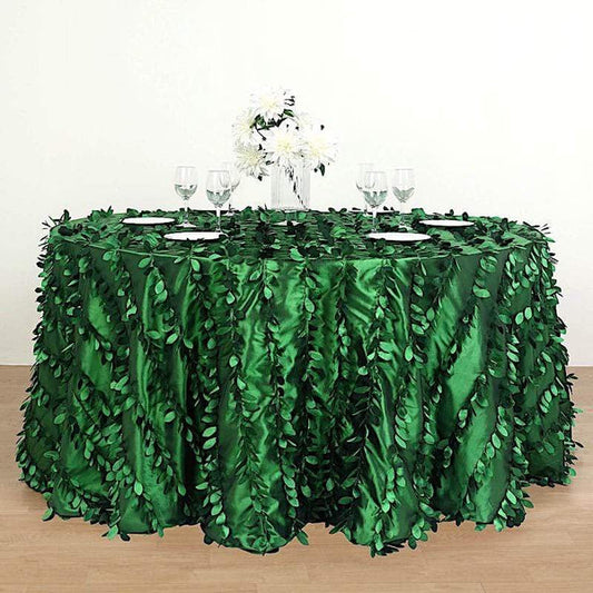 132 in Taffeta Round Tablecloth with Leaf Petals Design