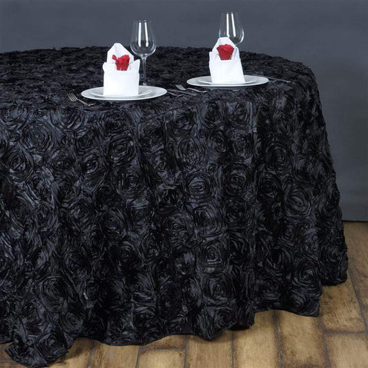 132" Raised Roses Round Tablecloth