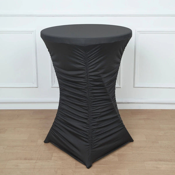 Round Cocktail Table Cover Ruched Pleated Spandex Tablecloth