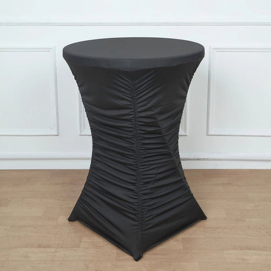Round Cocktail Table Cover Ruched Pleated Spandex Tablecloth
