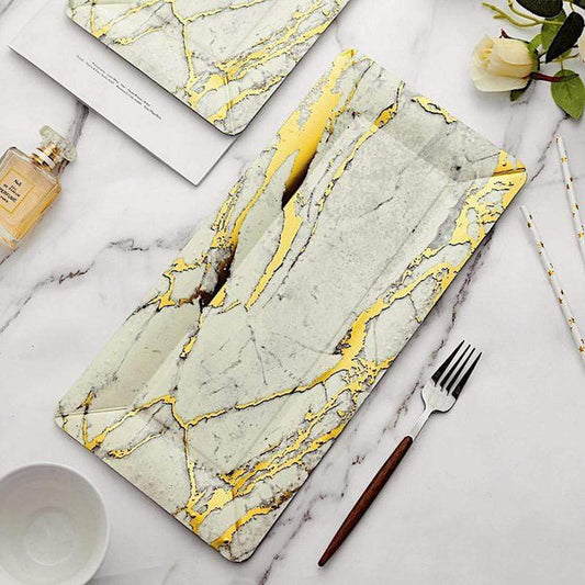 10 pcs 16 in long Rectangular Paper Serving Trays with Marble Design
