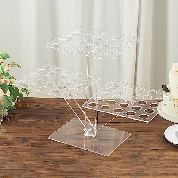 18 in Clear 3 Tier Acrylic Ice Cream Cone Holder Mini Dessert Display Stand