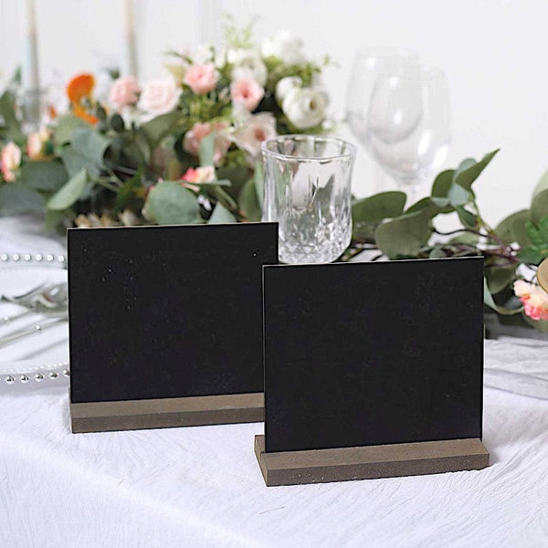 6 Black with Natural 6 in Mini Wooden Table Chalkboards with Removable Stands