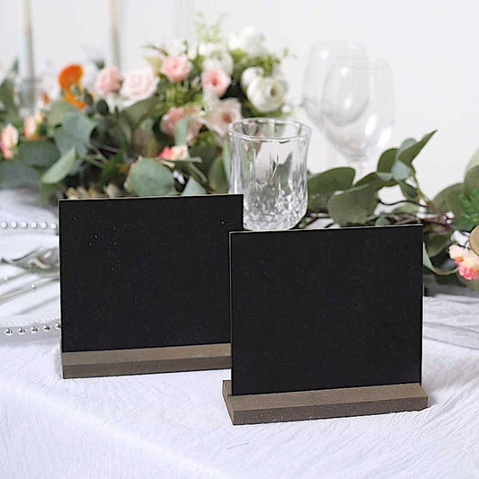 6 Black with Natural 6 in Mini Wooden Table Chalkboards with Removable Stands