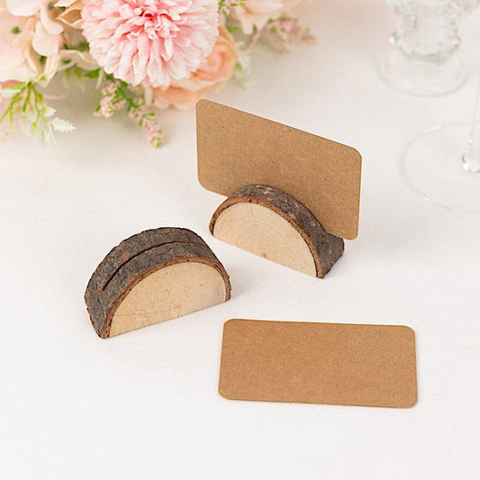 10 Natural 2.5 in Semicircle Wood Table Sign Holders with Place Cards